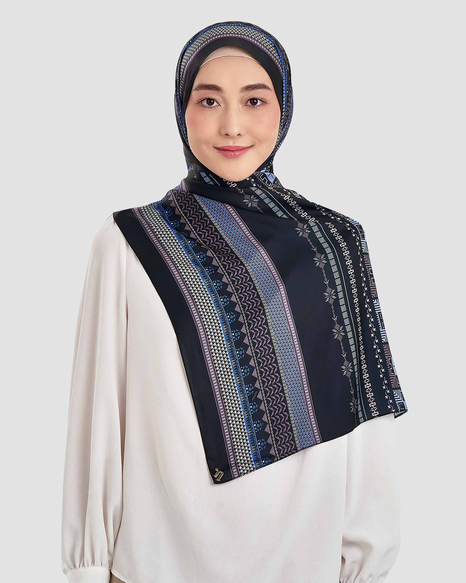 ANKA MATTE SATIN SHAWL - MOROCCAN BLUE