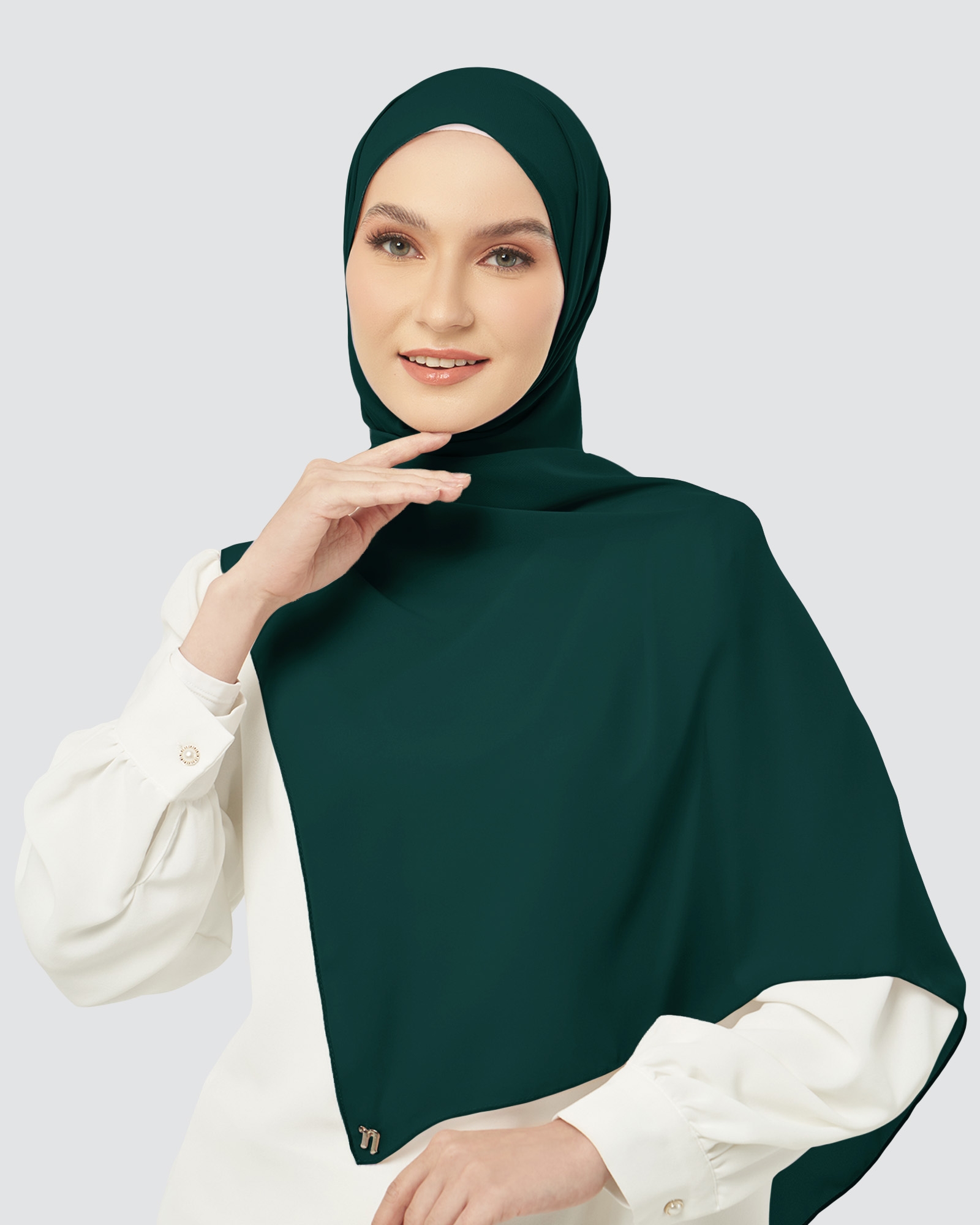 CLOUD CHIFFON SHAWL - EMERALD GREEN