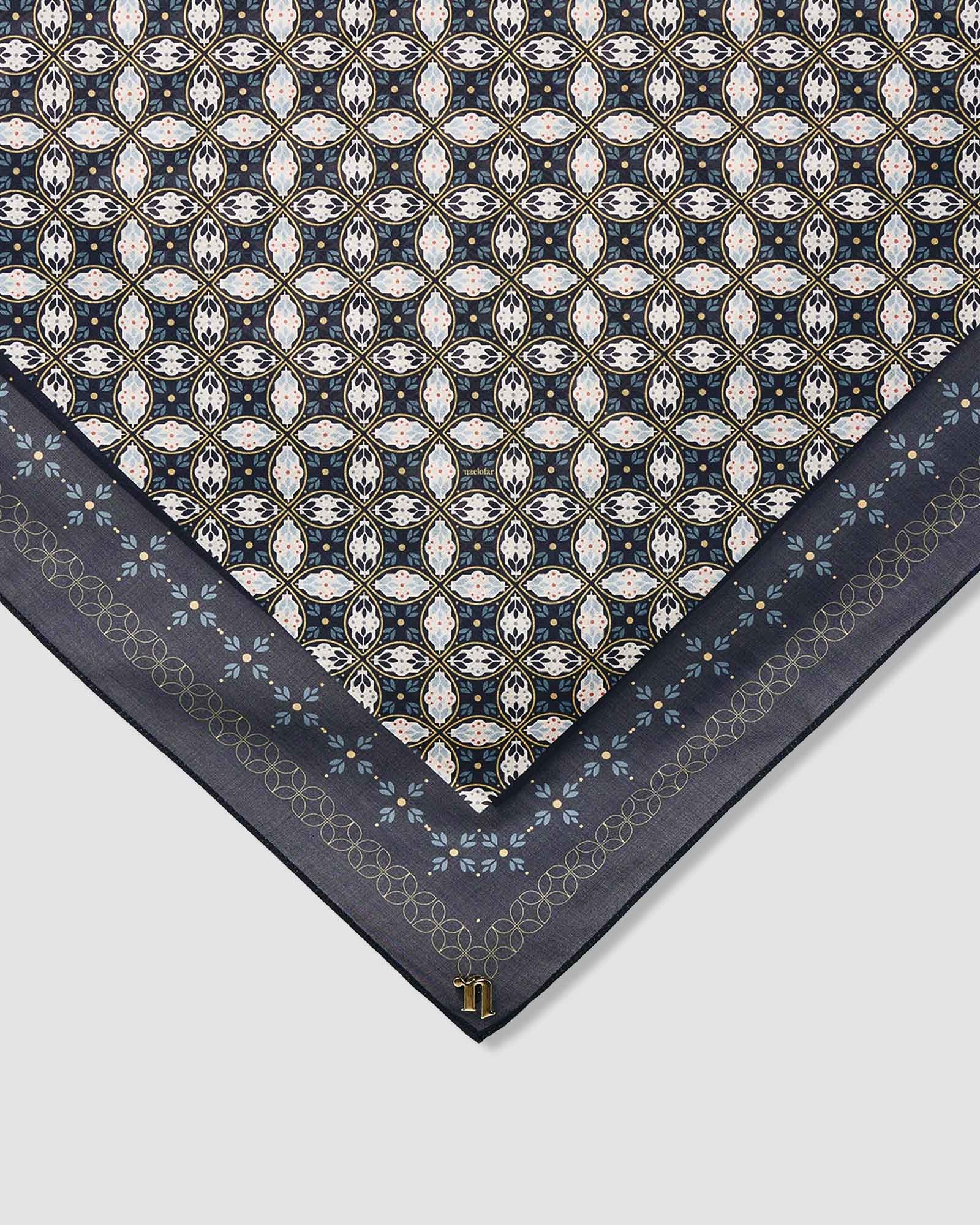 ECHO GEOMETRIC COTTON VOILE SQUARE - INDIGO