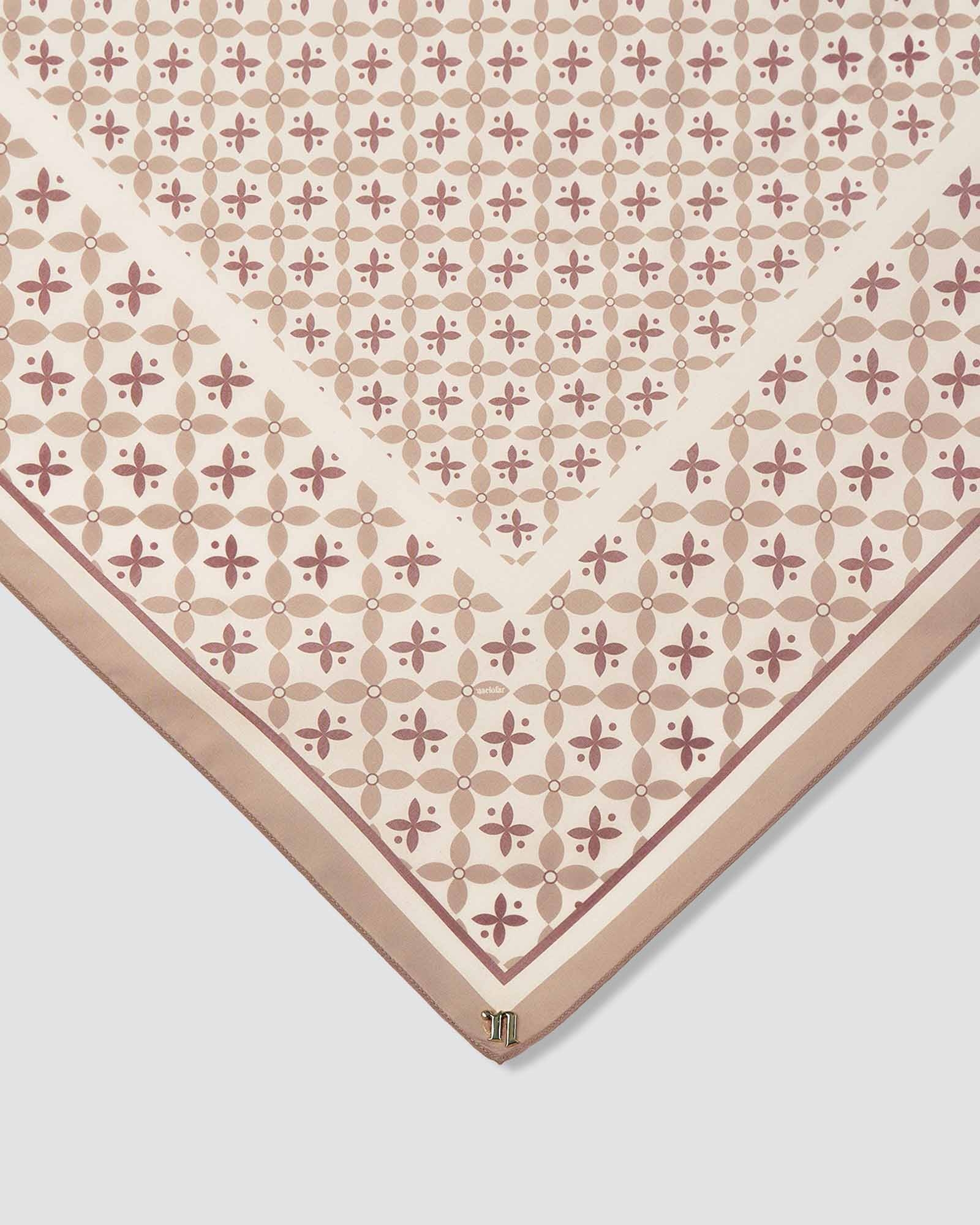ECHO GEOMETRIC COTTON VOILE SQUARE - LATTE