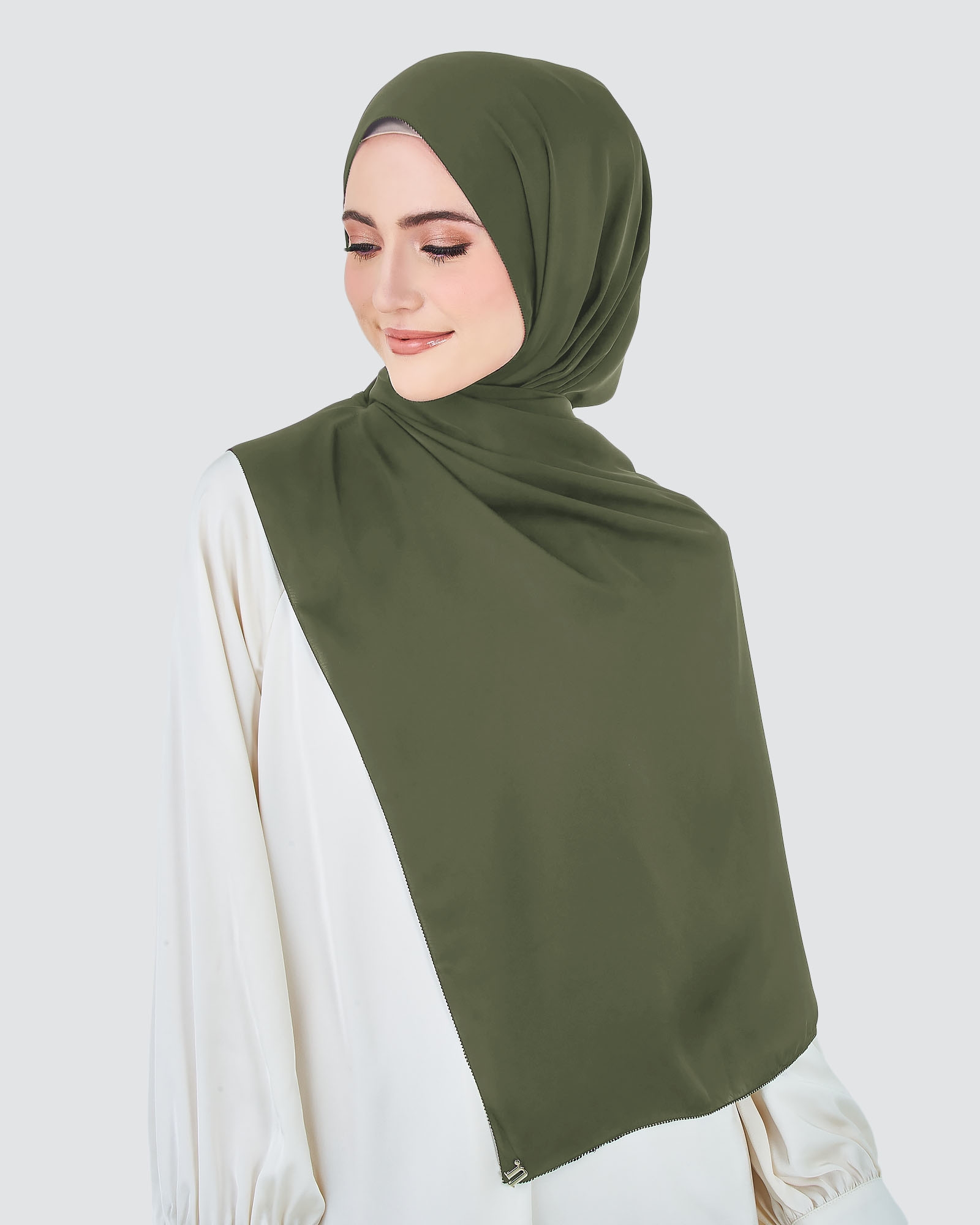 EILA SATIN SHAWL - ARTICHOKE