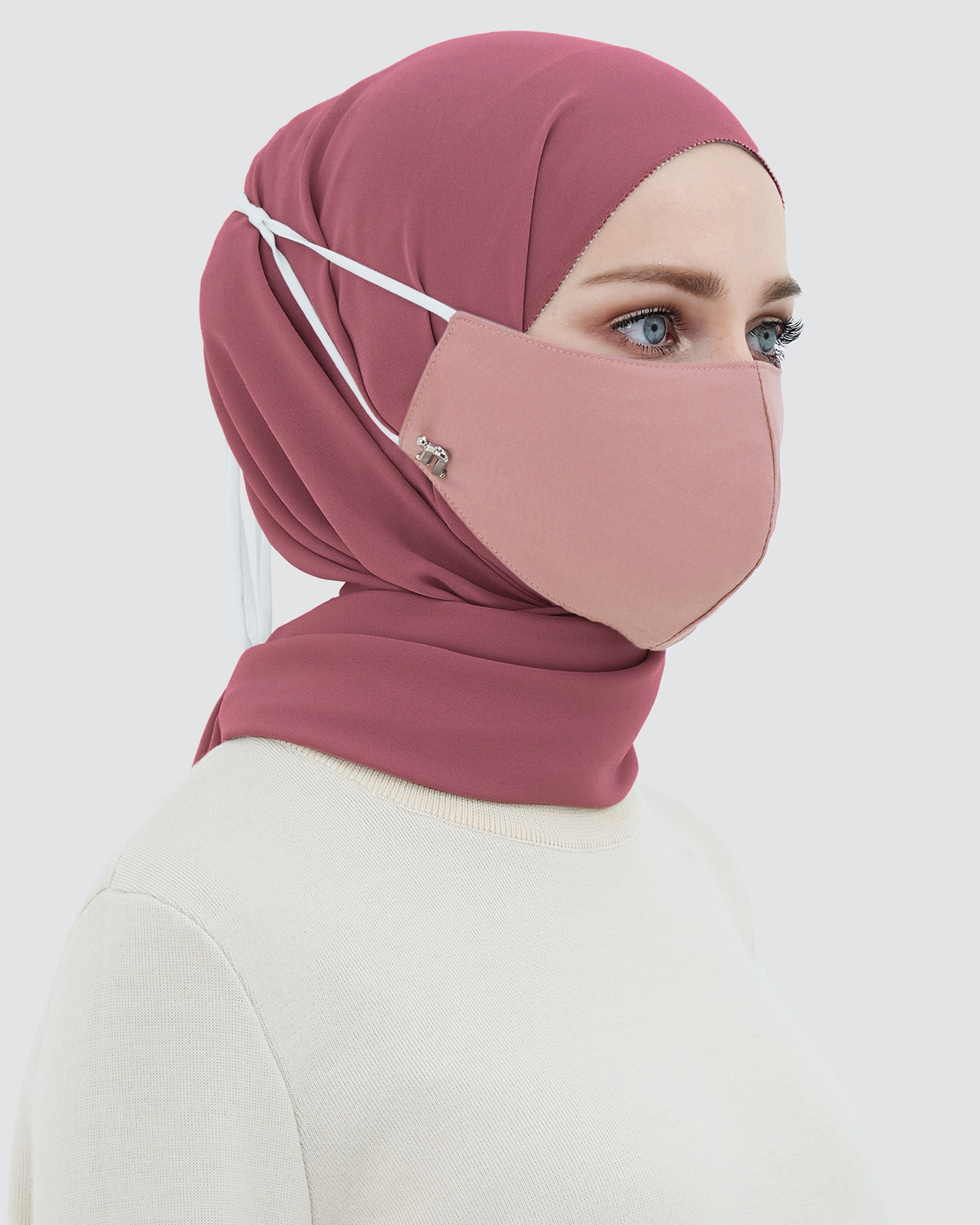 3-PLY COTTON FACE MASK - ADJUSTABLE STRAP - CORAL