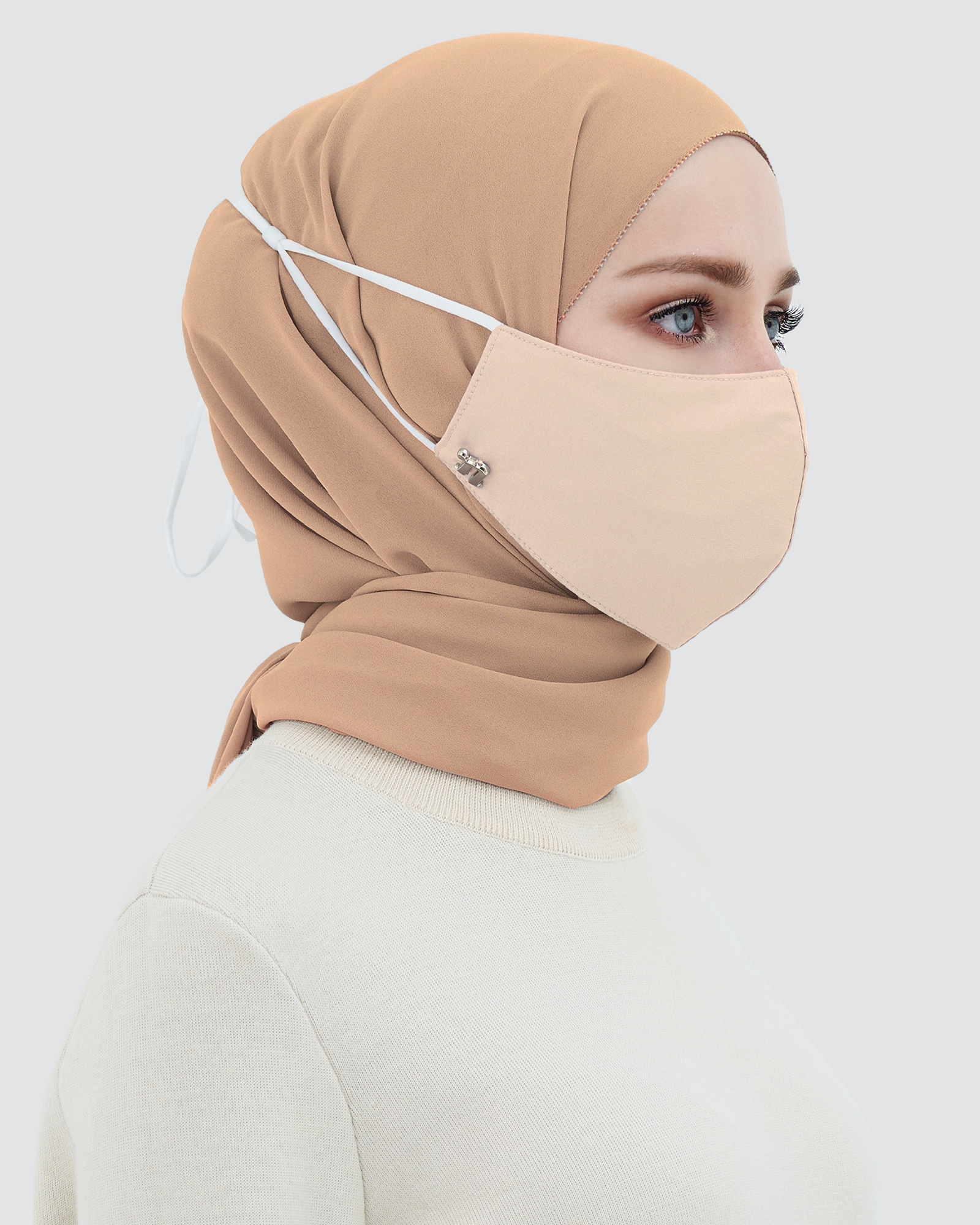 3-PLY COTTON FACE MASK - ADJUSTABLE STRAP - VANILLA