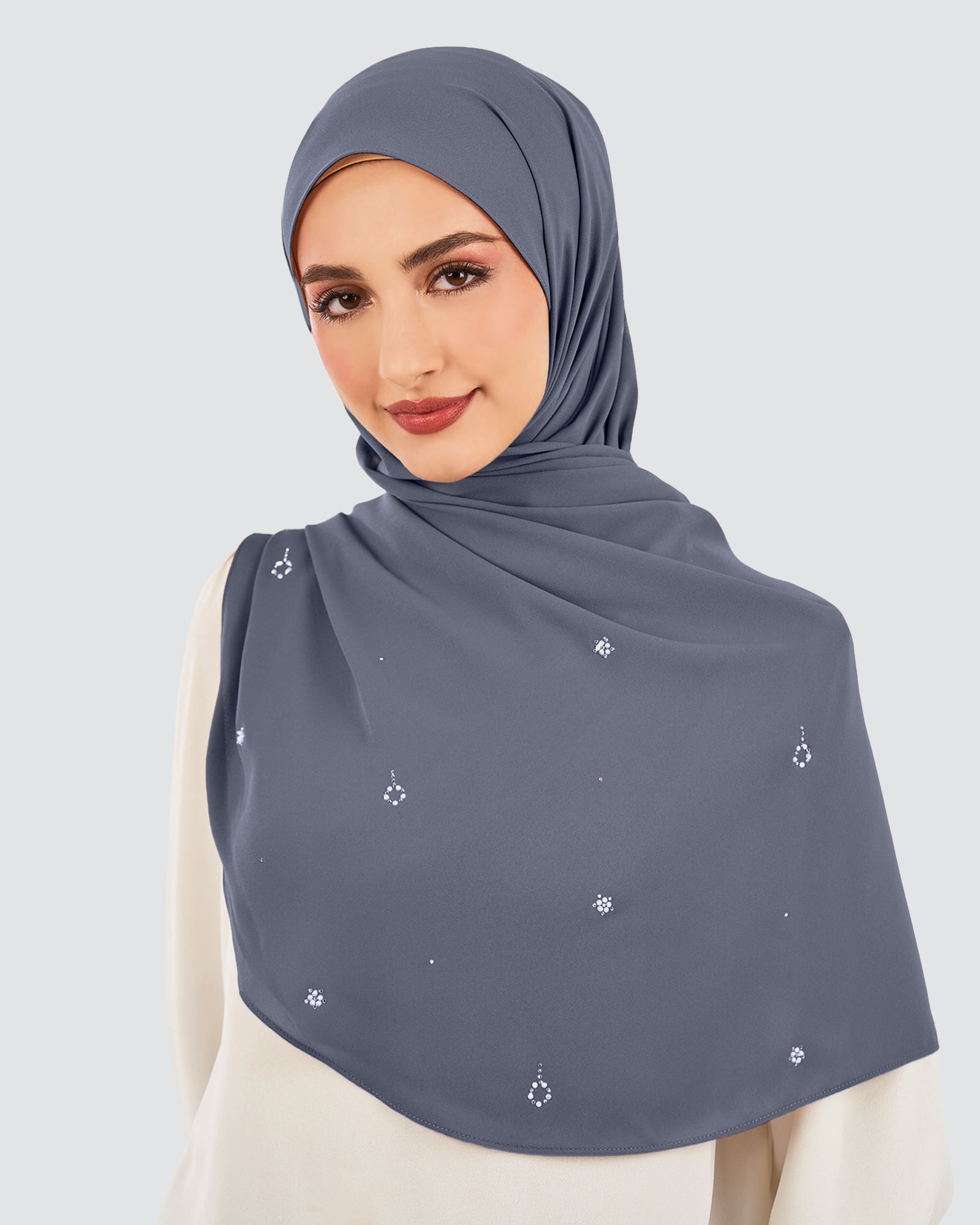 LADY GRACE CRYSTAL CHIFFON SHAWL - DEEP LAGOON