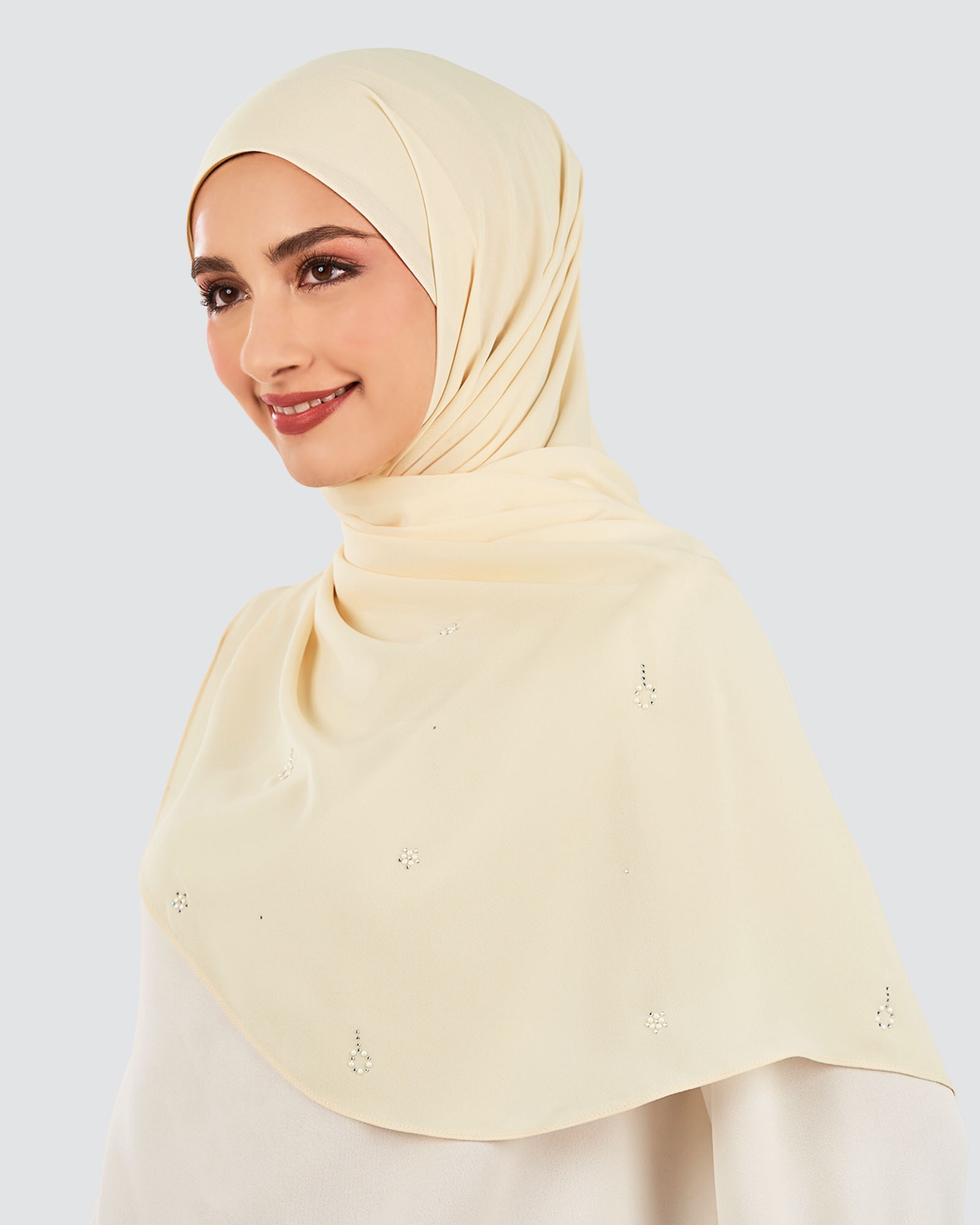 LADY GRACE CRYSTAL CHIFFON SHAWL - RICOTTA