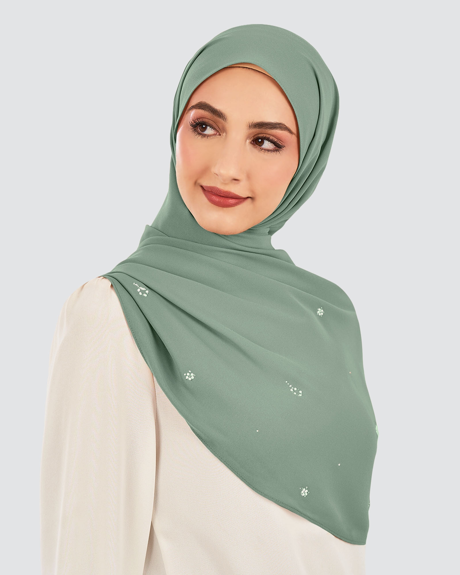 LADY GRACE CRYSTAL CHIFFON SHAWL - SEA SALT