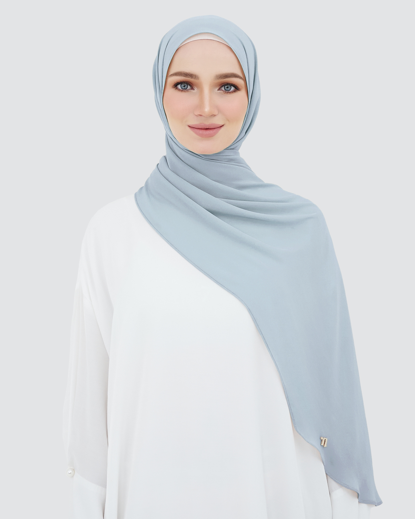 LONG CHIFFON SHAWL - POOL