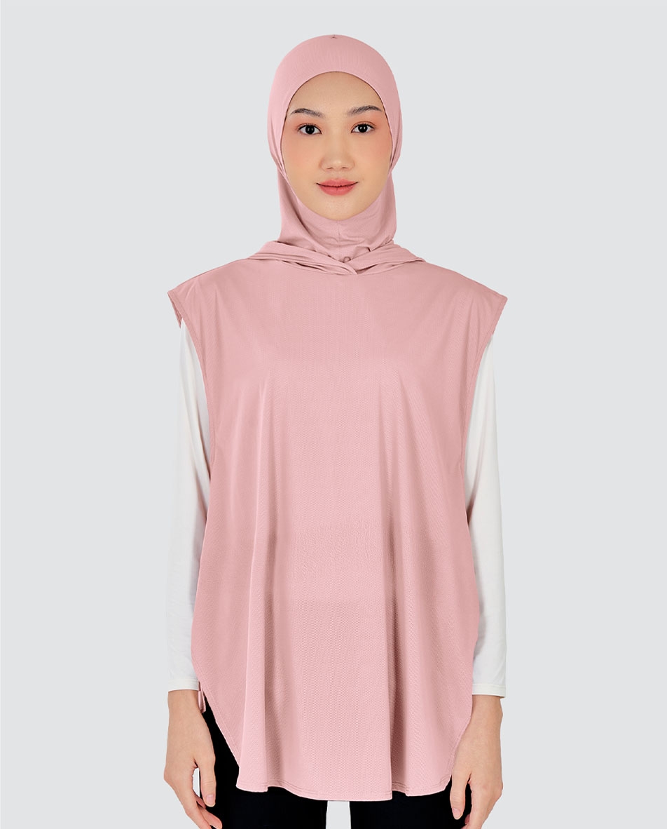 nPOWER HOODIE VEST HIJAB MAXI - ROSEWATER