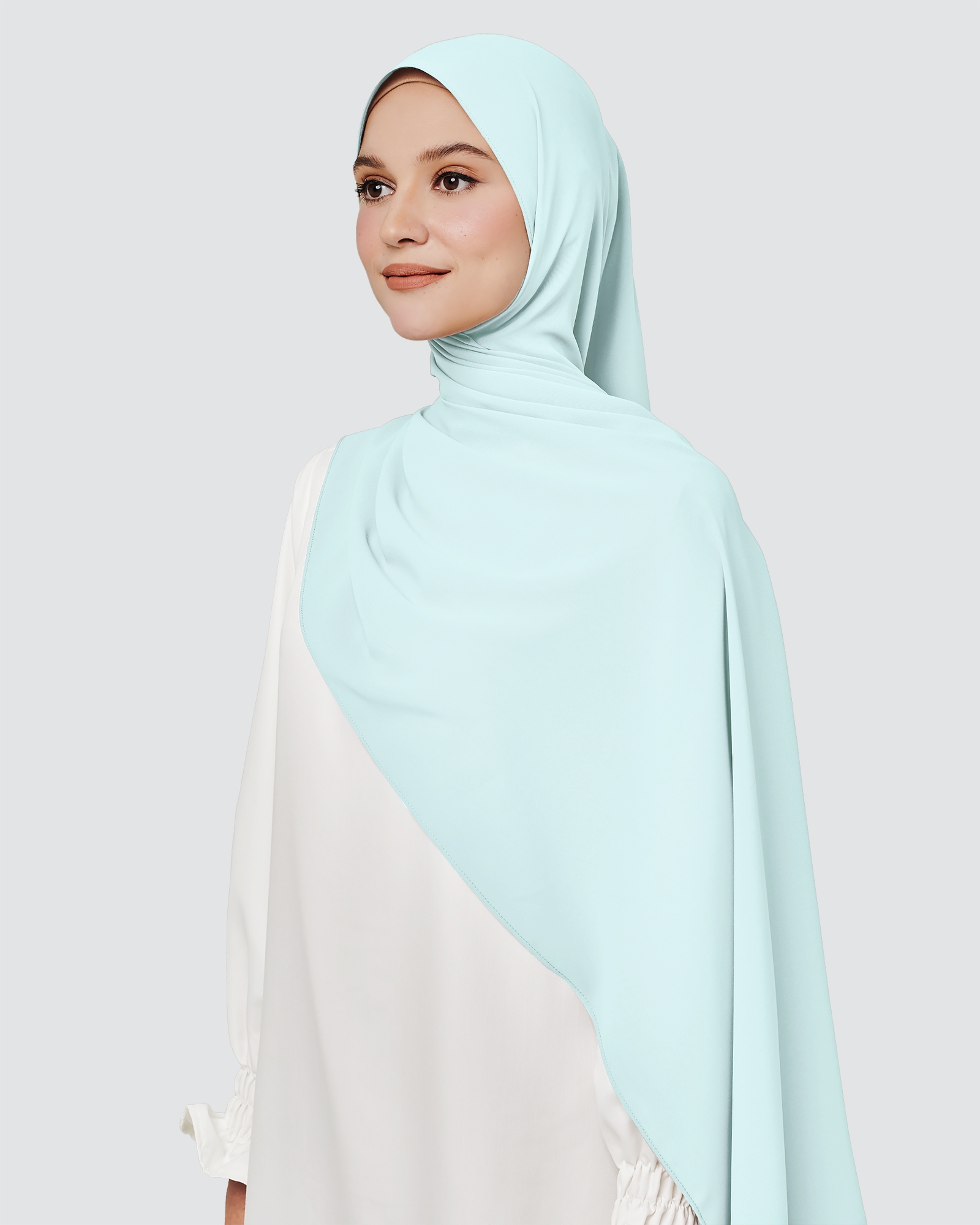 MAYA MATTE SATIN SHAWL - ICE BLUE