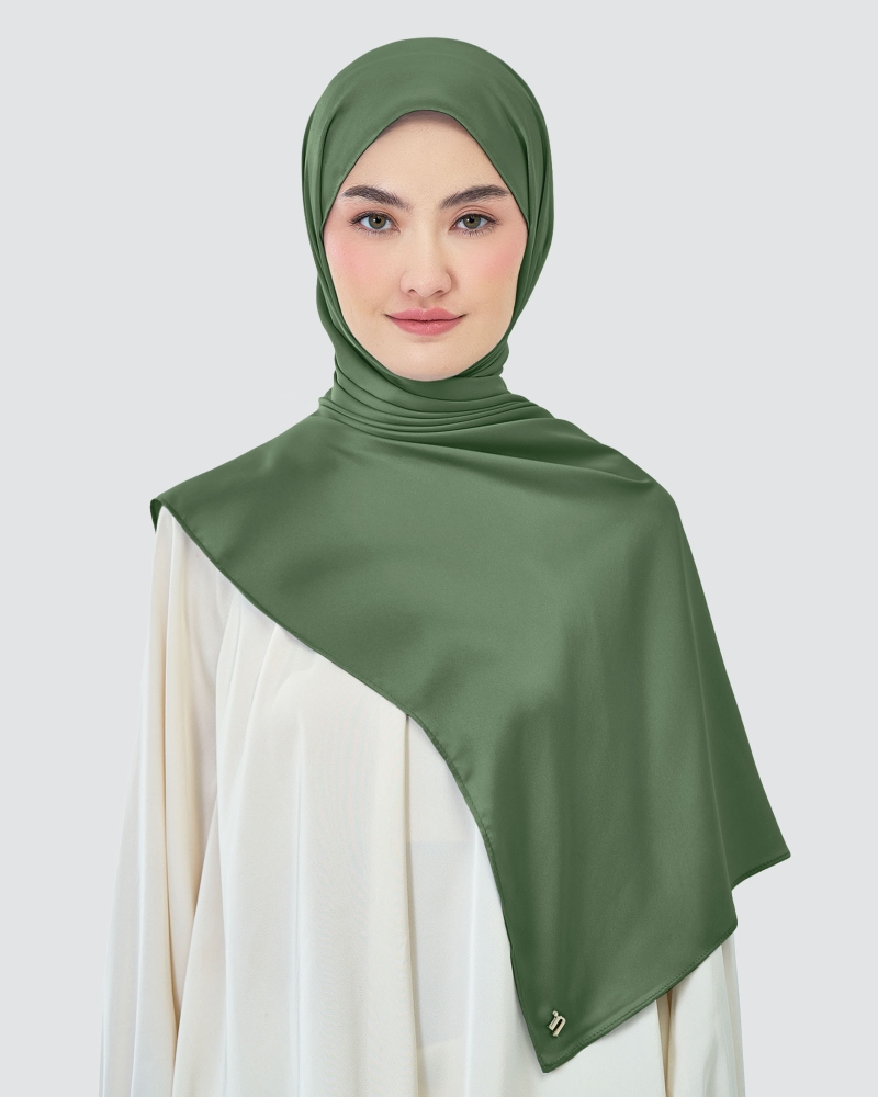 Image of AMAYA SATIN SHAWL - DUSTY OLIVE