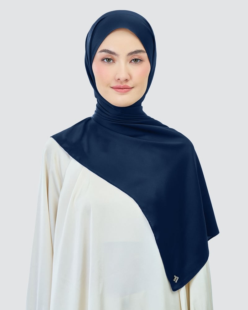 Image of AMAYA SATIN SHAWL - MEDIEVAL BLUE