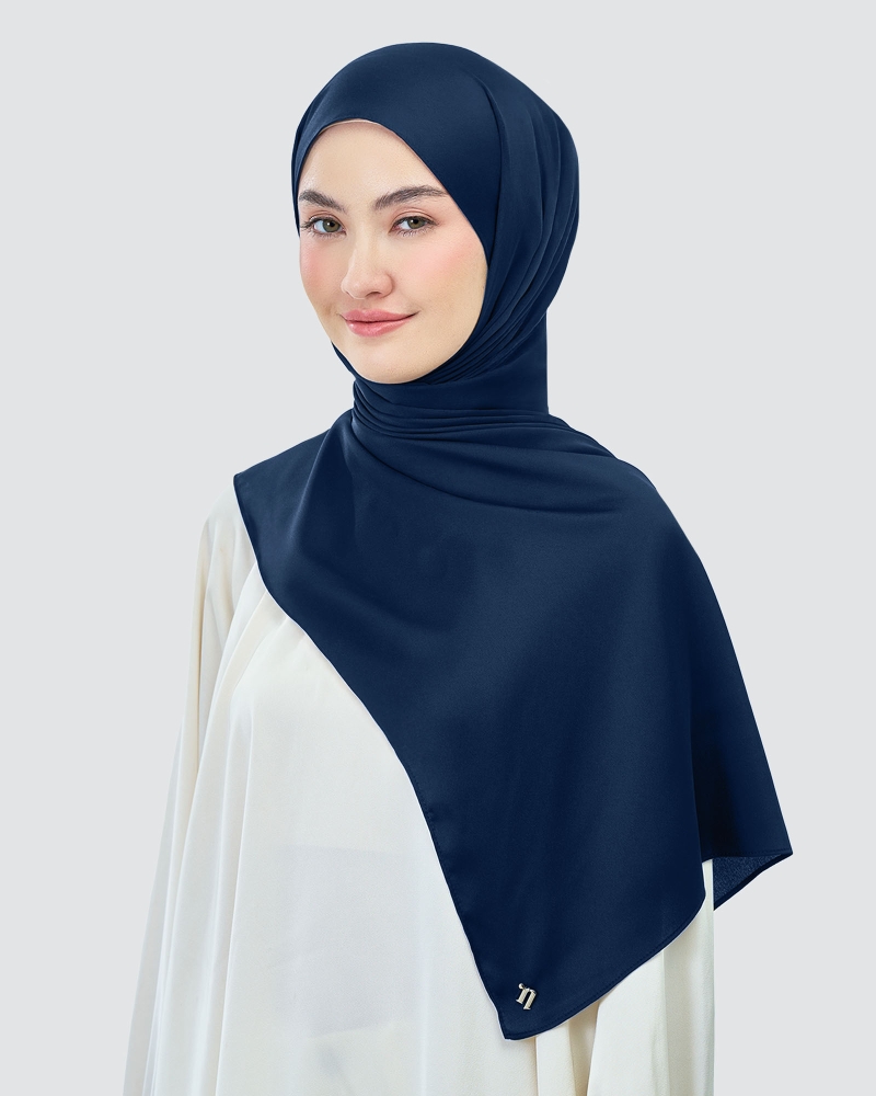 Image of AMAYA SATIN SHAWL - MEDIEVAL BLUE