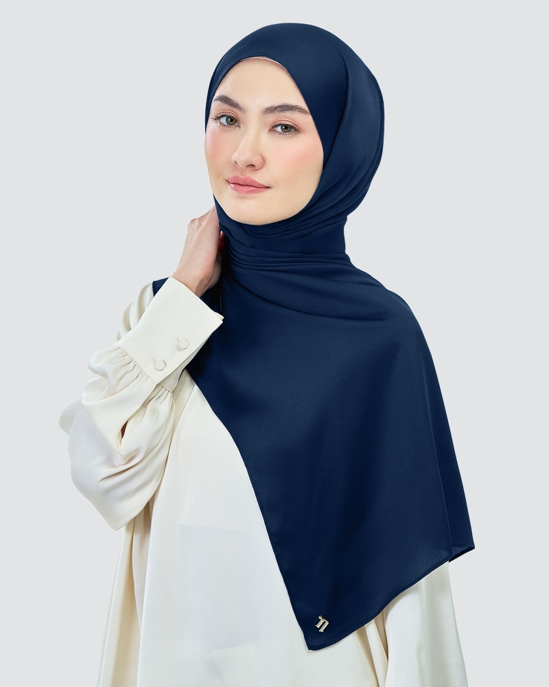 Image of AMAYA SATIN SHAWL - MEDIEVAL BLUE