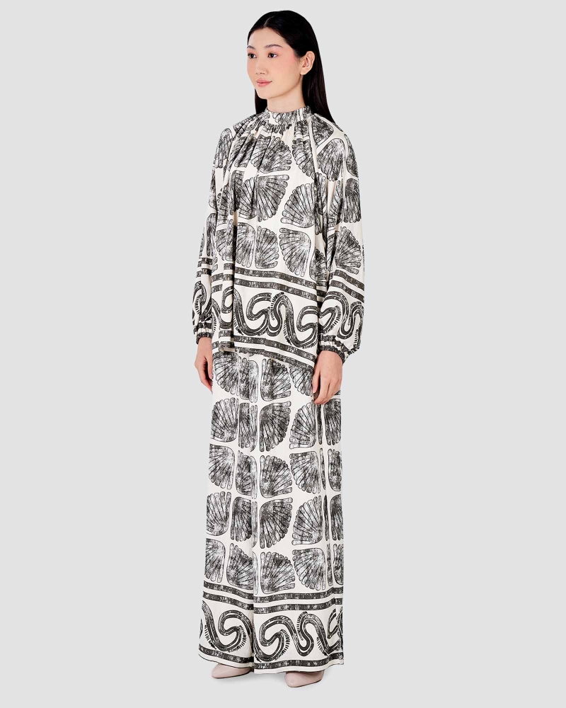 Image of BLUE CRUISE RAYON CO-ORD SET - SEASHELL