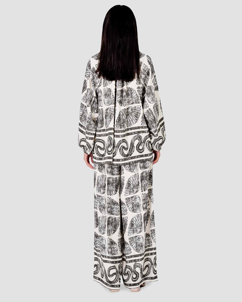 Image of BLUE CRUISE RAYON CO-ORD SET - SEASHELL