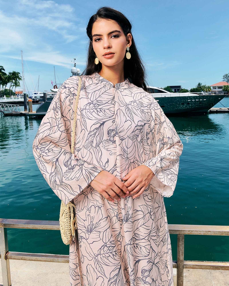 Image of BLUE CRUISE RELAXED-FIT KAFTAN DRESS - BREEZE