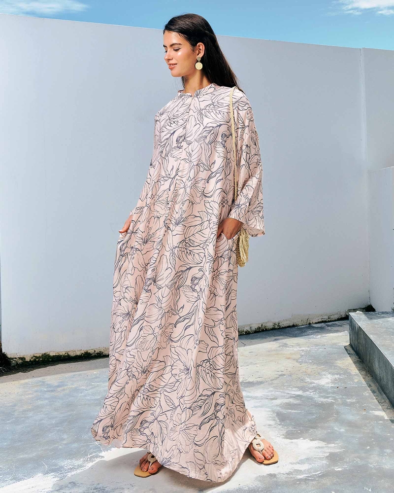 Image of BLUE CRUISE RELAXED-FIT KAFTAN DRESS - BREEZE