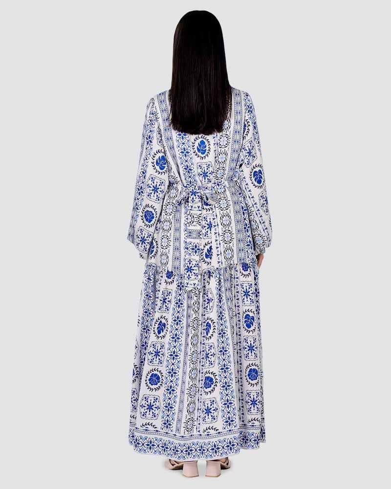 Image of BLUE CRUISE TIERED FLOWY DRESS - AQUAMARINE