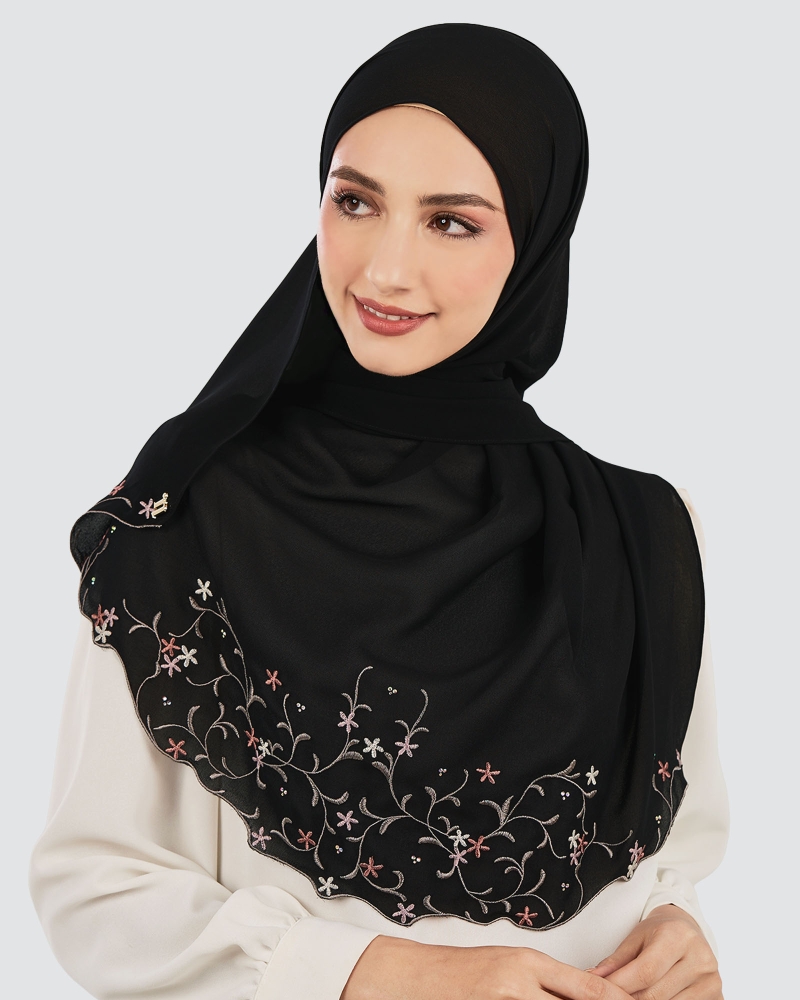 CENDANA SULAM CRYSTAL SHAWL - BLACK