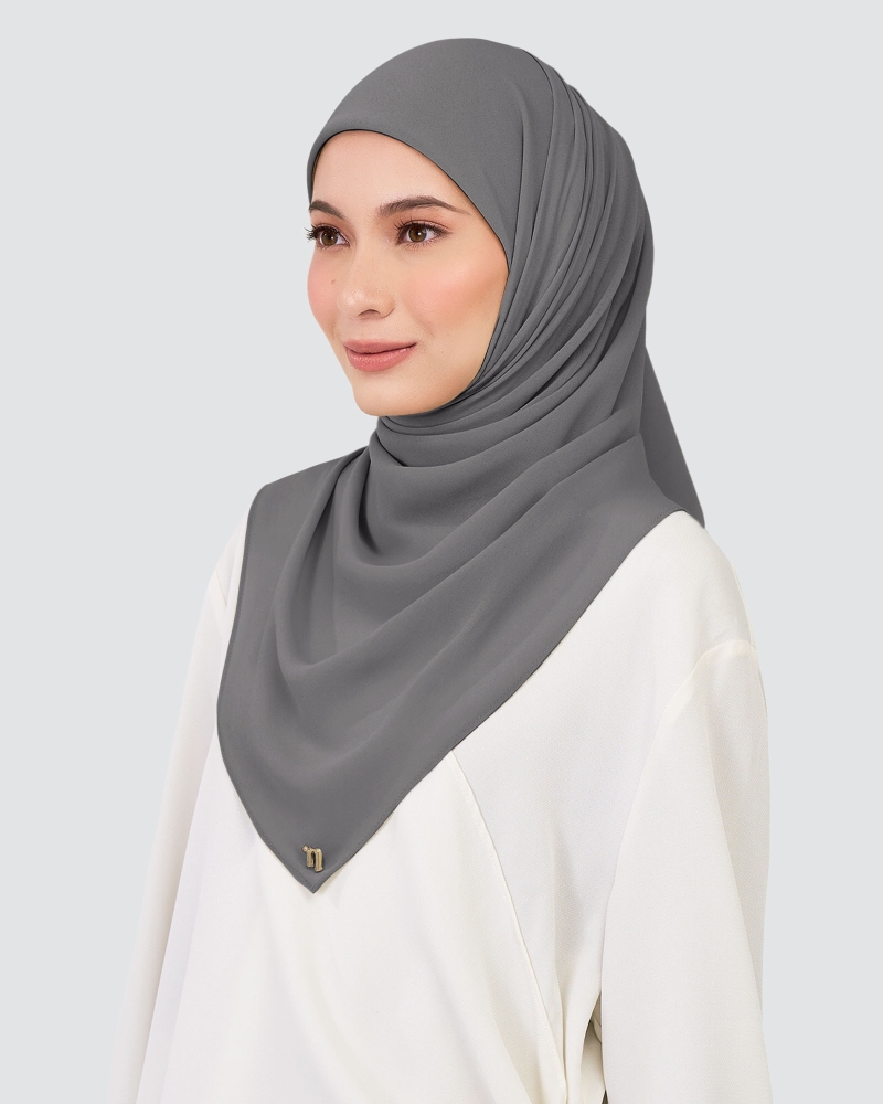 Image of CHIFFON SQUARE - CHARCOAL GREY
