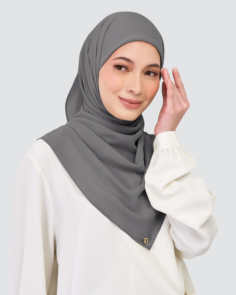 Image of CHIFFON SQUARE - CHARCOAL GREY