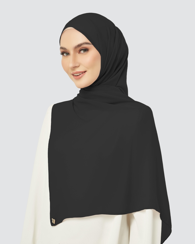 Image of CLOUD CHIFFON SHAWL - BLACK
