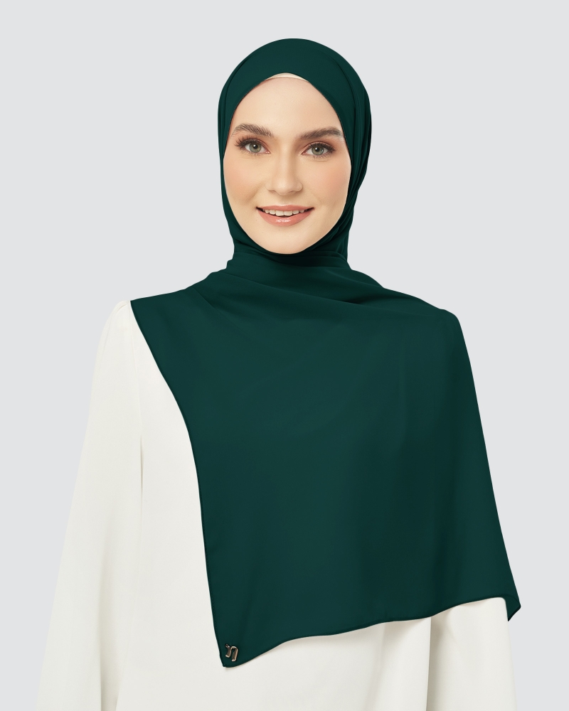 Image of CLOUD CHIFFON SHAWL - EMERALD GREEN