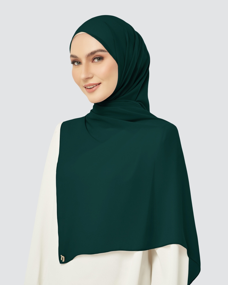 Image of CLOUD CHIFFON SHAWL - EMERALD GREEN