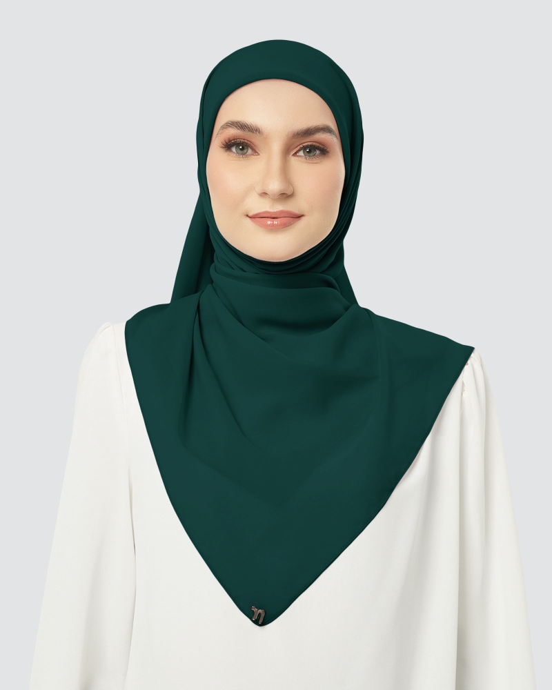 Image of CLOUD CHIFFON SQUARE - EMERALD GREEN