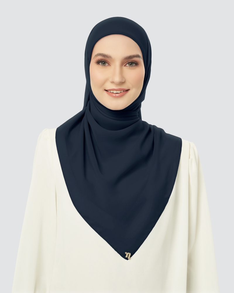 Image of CLOUD CHIFFON SQUARE - NAVY