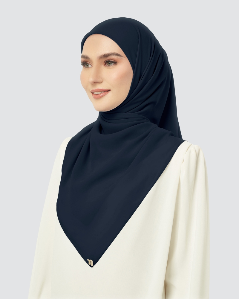 Image of CLOUD CHIFFON SQUARE - NAVY