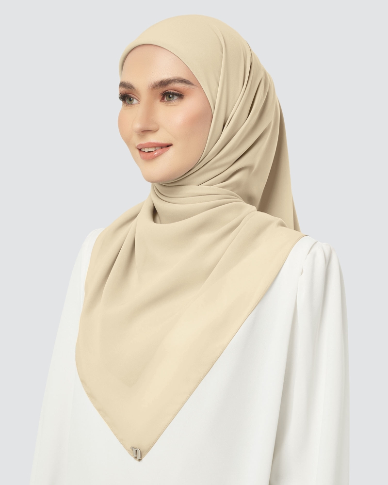 Image of CLOUD CHIFFON SQUARE - TOFFEE