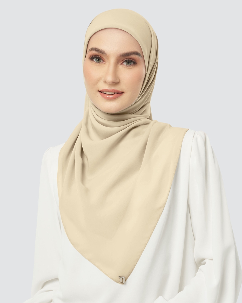 Image of CLOUD CHIFFON SQUARE - TOFFEE