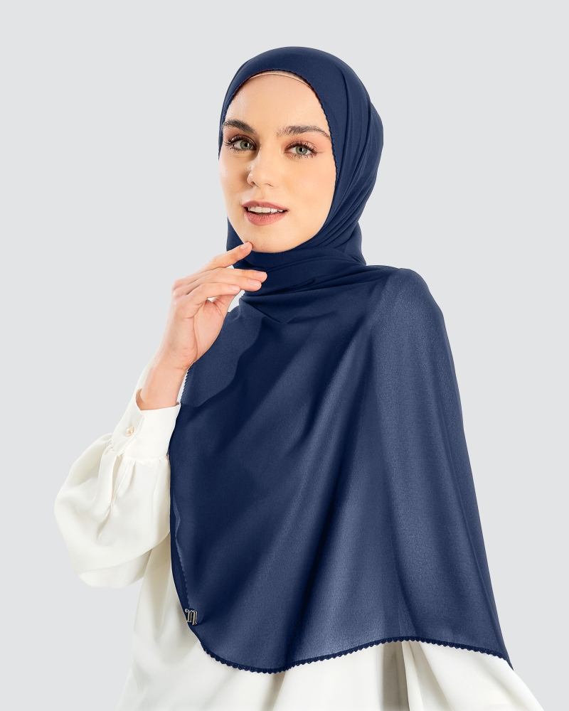 DELILAH CHIFFON SHAWL - INDIGO