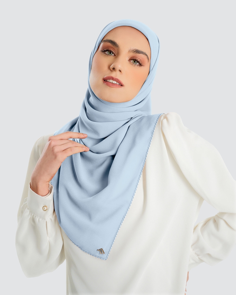 DELILAH CHIFFON SQUARE - ICE BLUE