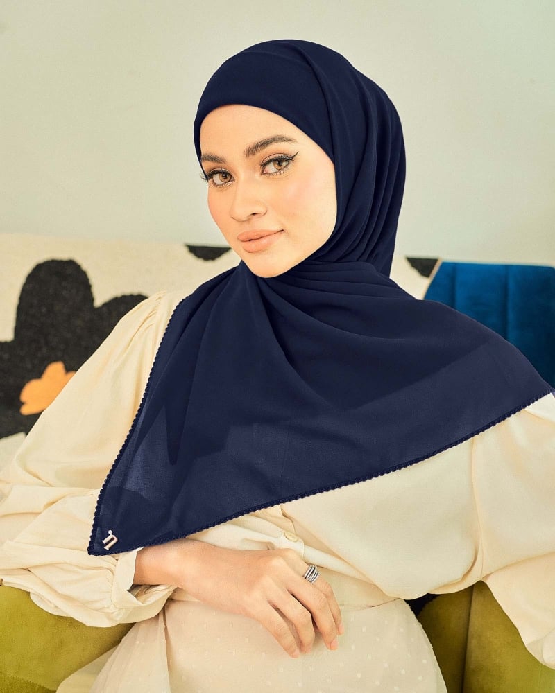 DELILAH CHIFFON SQUARE - NAVY