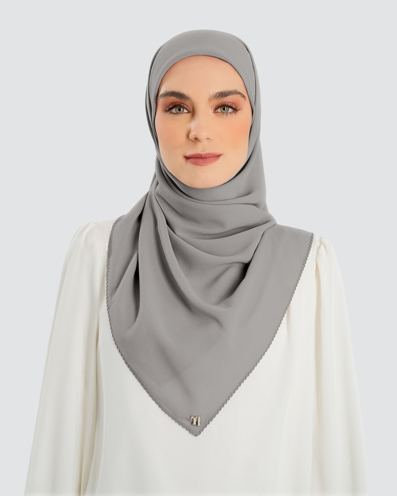 Image of DELILAH CHIFFON SQUARE - SMOKESTONE