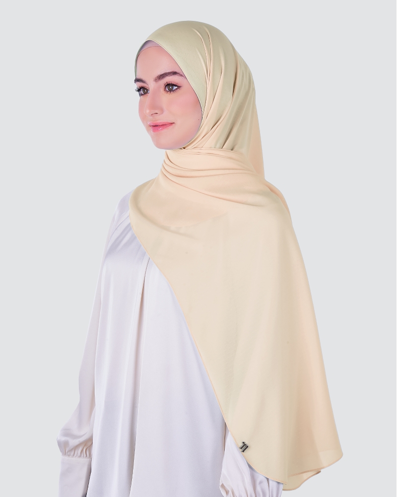 Image of DOTTY TEXTURED CHIFFON SHAWL - BISCUIT