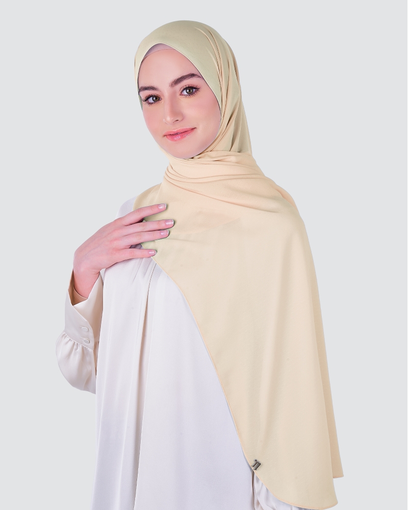 Image of DOTTY TEXTURED CHIFFON SHAWL - BISCUIT