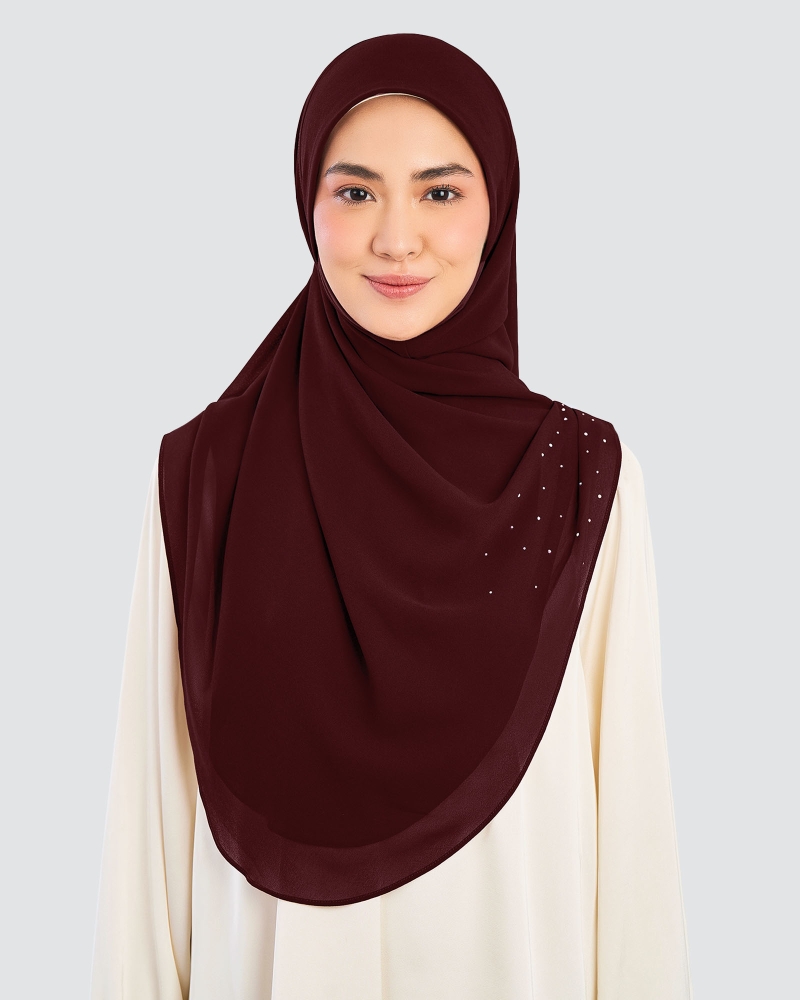 Image of EASYON PLEATED CRYSTAL TWIST - DEEP PLUM