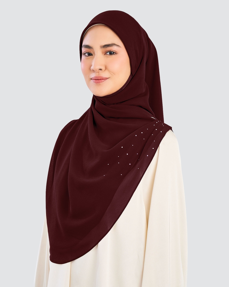 Image of EASYON PLEATED CRYSTAL TWIST - DEEP PLUM
