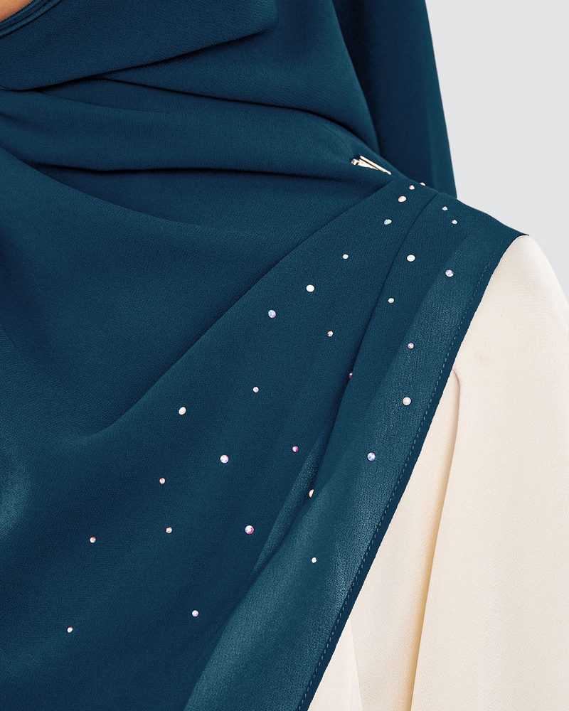 Image of EASYON PLEATED CRYSTAL TWIST - TEAL BLUE