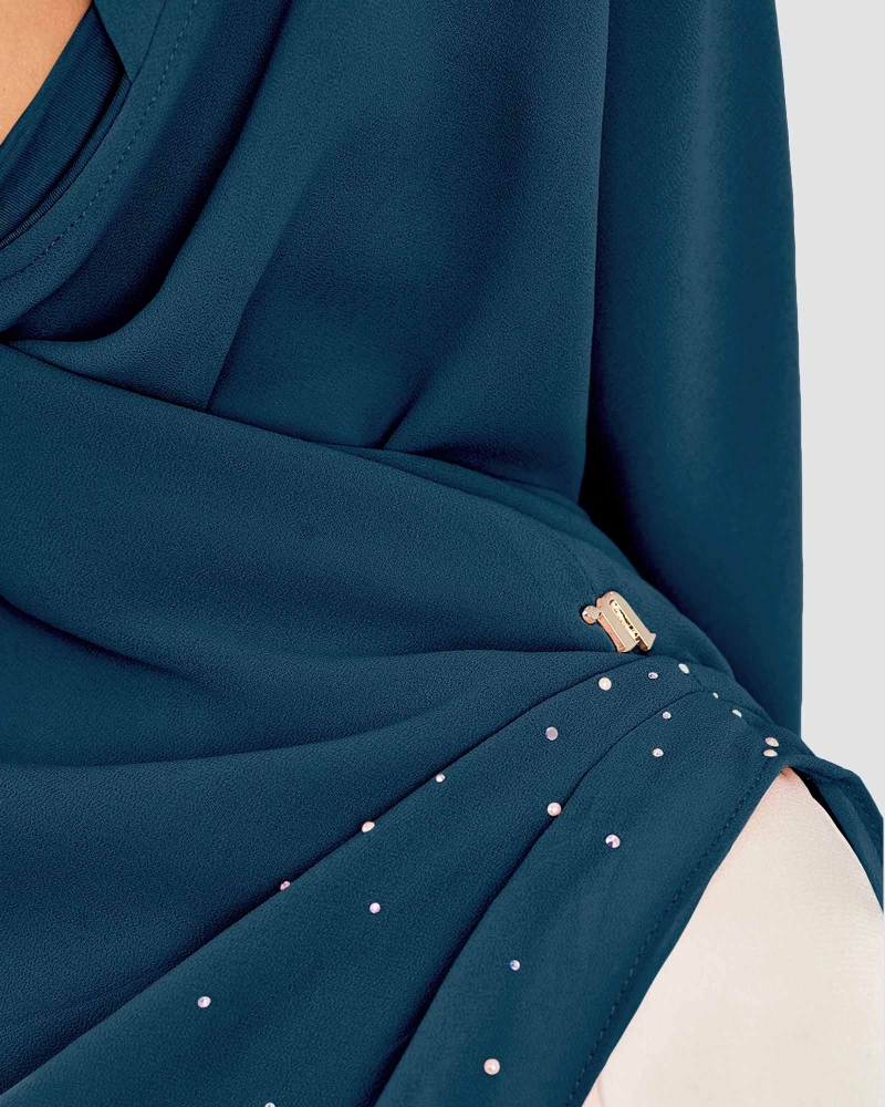 Image of EASYON PLEATED CRYSTAL TWIST - TEAL BLUE