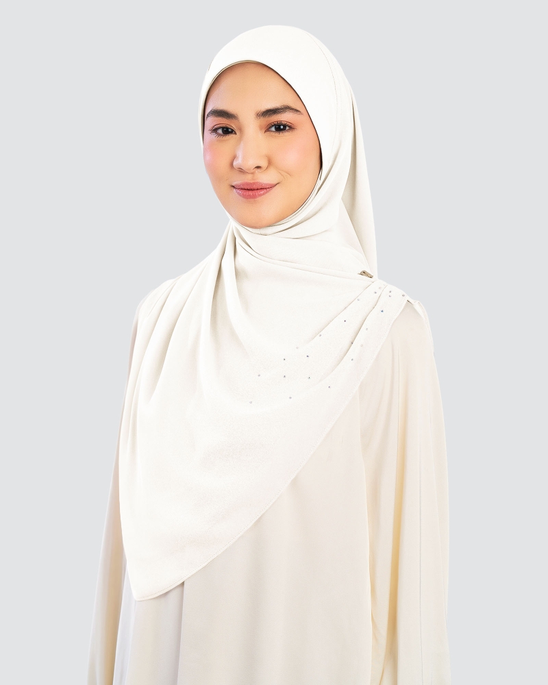 Image of EASYON PLEATED CRYSTAL TWIST - WHITE