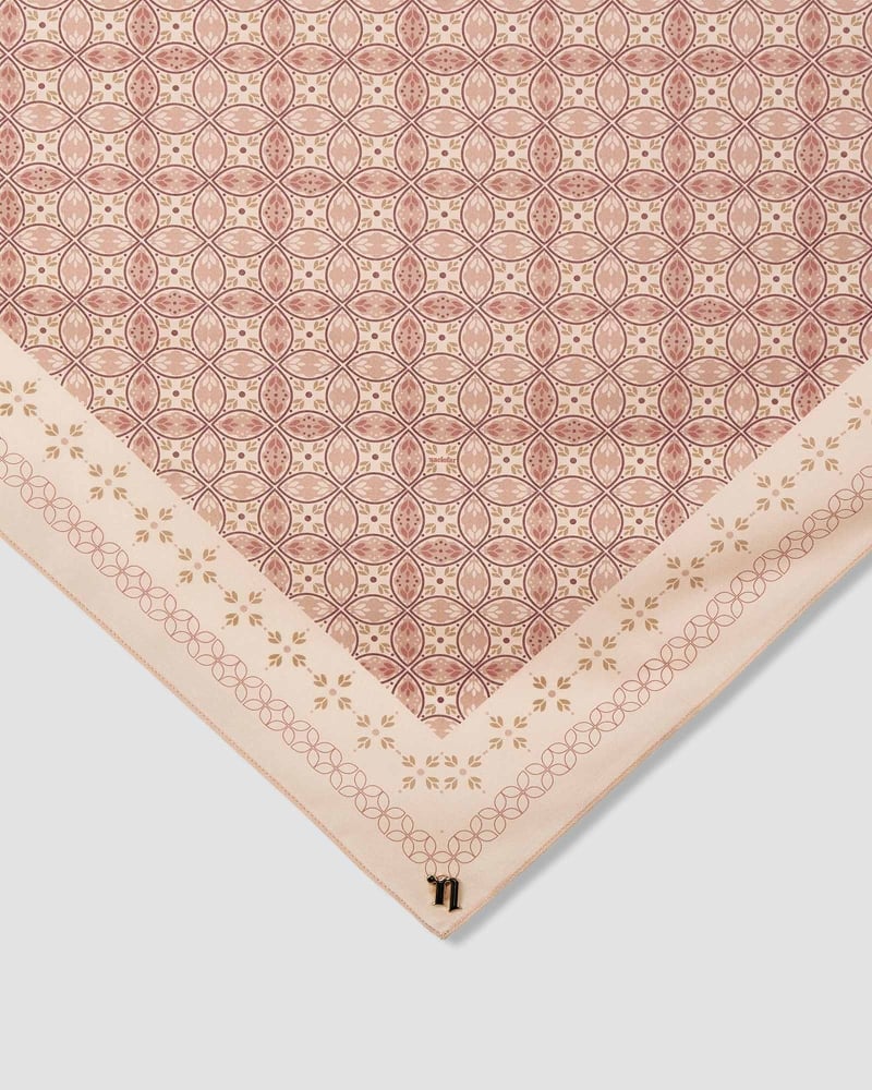Image of ECHO GEOMETRIC COTTON VOILE SQUARE - CAMEL