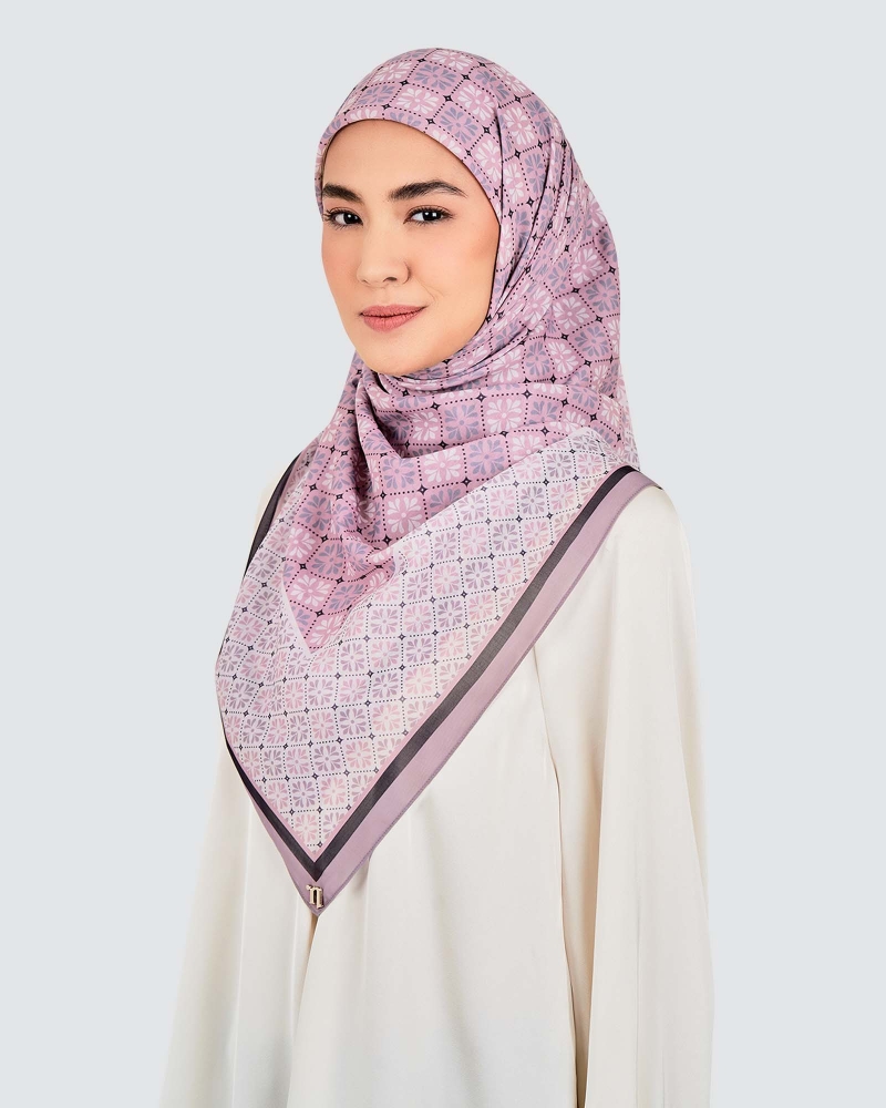 Image of ECHO GEOMETRIC COTTON VOILE SQUARE - THISTLE