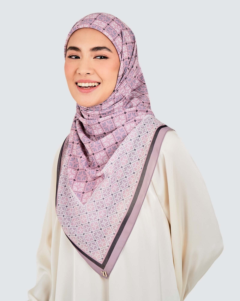 Image of ECHO GEOMETRIC COTTON VOILE SQUARE - THISTLE