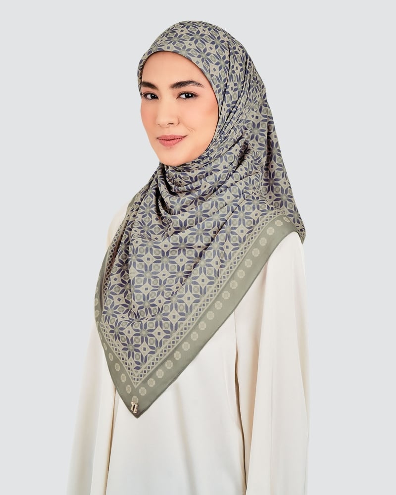 Image of ECHO GEOMETRIC COTTON VOILE SQUARE - THYMES