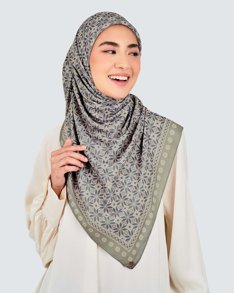 Image of ECHO GEOMETRIC COTTON VOILE SQUARE - THYMES