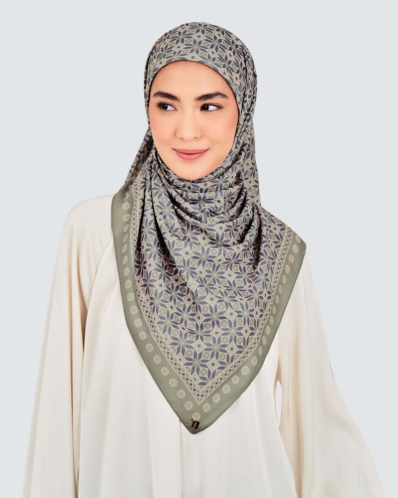 Image of ECHO GEOMETRIC COTTON VOILE SQUARE - THYMES